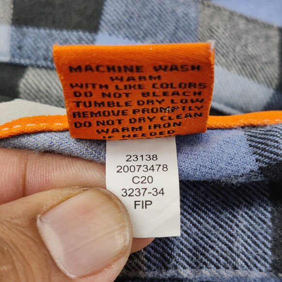 Duluth Trading 40 Grit Flannel Shirt Mens Large Tall Blue Gray Plaid Long Sleeve - Picture 8 of 12